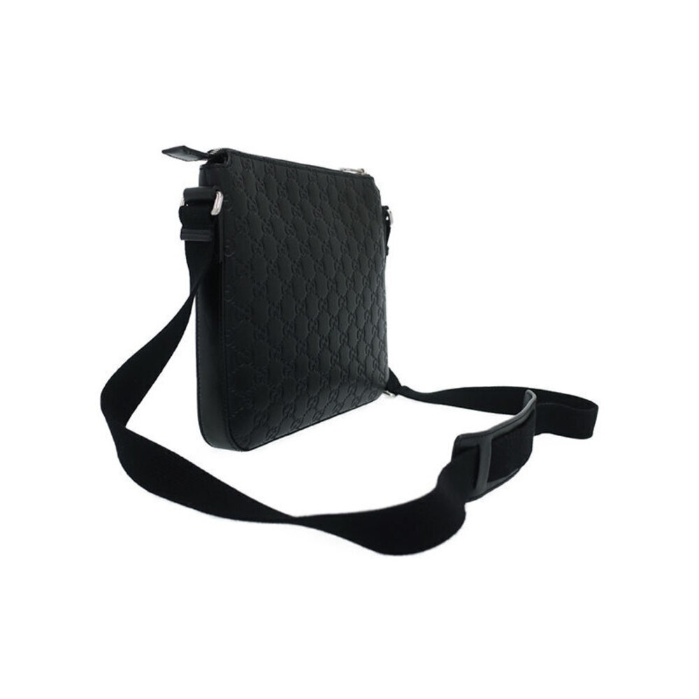 Gucci Signature Leather Messenger Bag Black Crossbody ssima